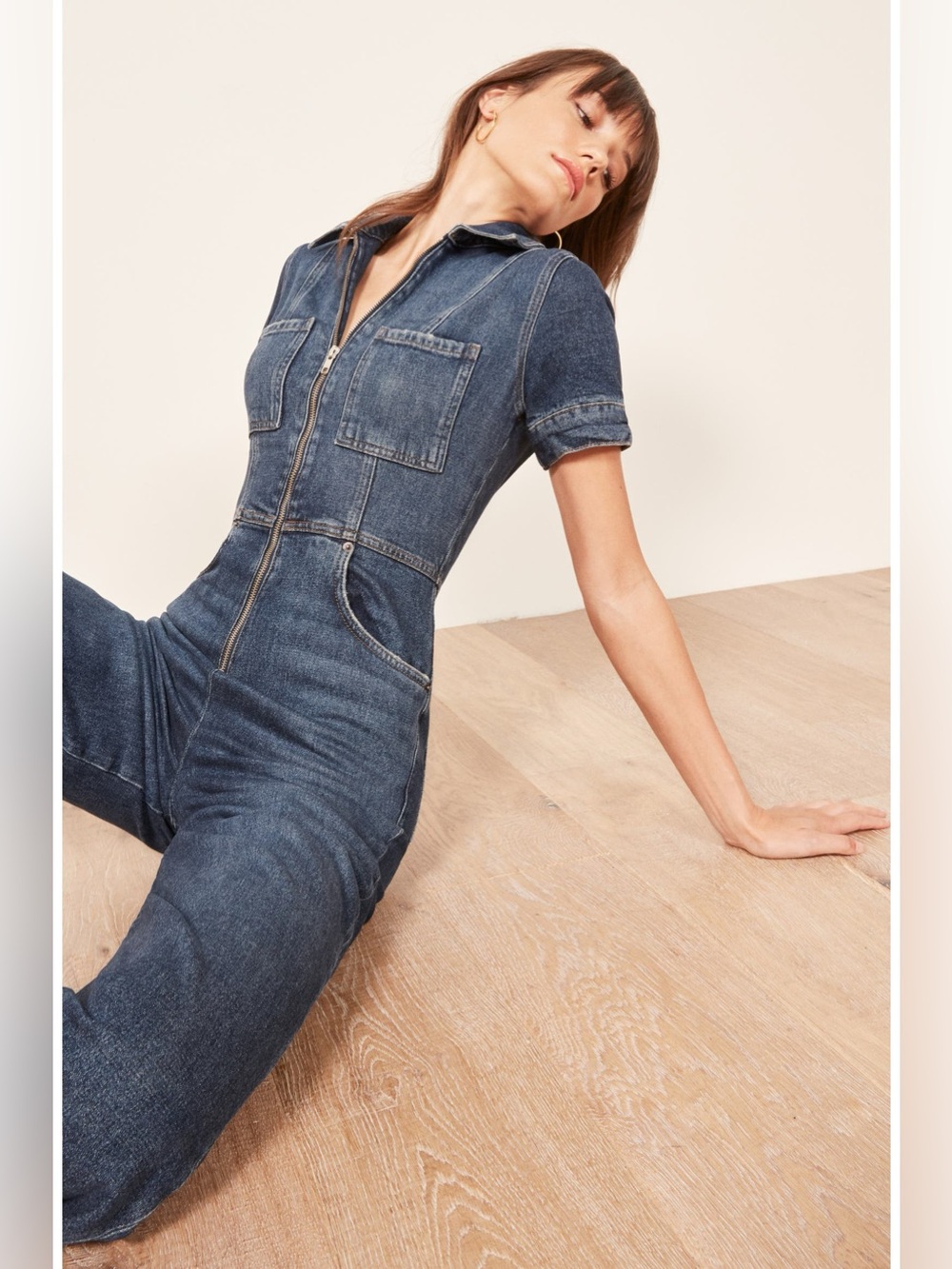 Reformation Georgia Denim Jumpsuit Size 12